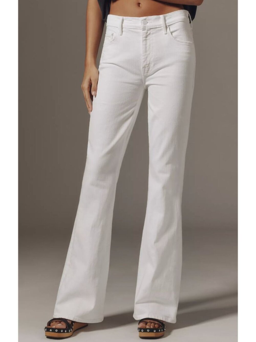 Paperdenim&cloth White Jayne Medium Rise Wide Leg Jeans 29 Flare Inseam 32 3/4"